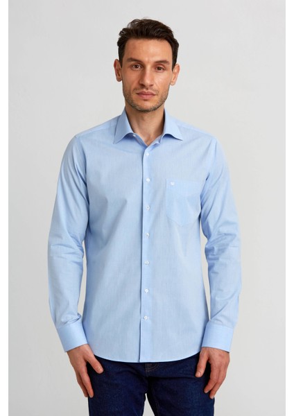 Regular Fit Mavi Basic Klasik Erkek Gömlek GM23K232073_D35