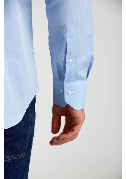 Regular Fit Mavi Basic Klasik Erkek Gömlek GM23K232073_D35 modelleri