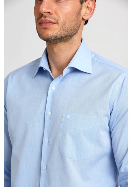 Regular Fit Mavi Basic Klasik Erkek Gömlek GM23K232073_D35 fırsatları
