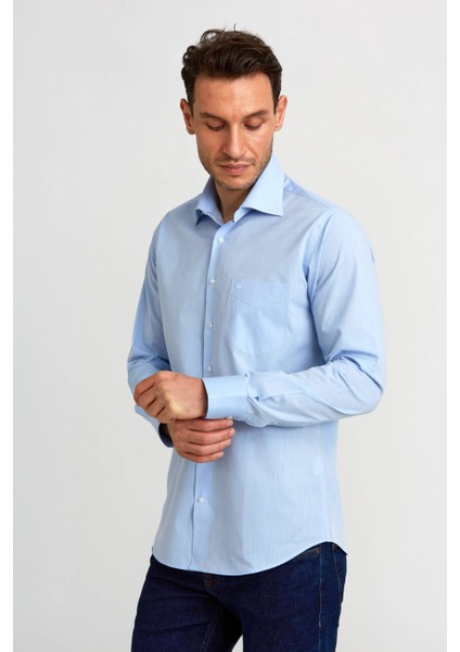 Regular Fit Mavi Basic Klasik Erkek Gömlek GM23K232073_D35 indirimleri