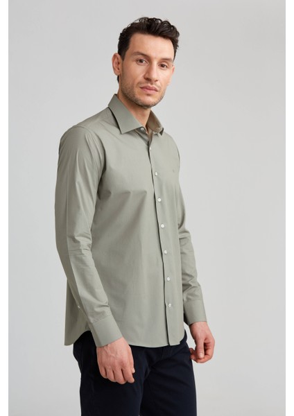 Regular Fit Yeşil Klasik Erkek Gömlek GM23K232074_D47