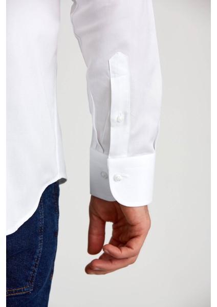 Regular Fit İtalyan Beyaz Erkek Gömlek GM23K232078_D01