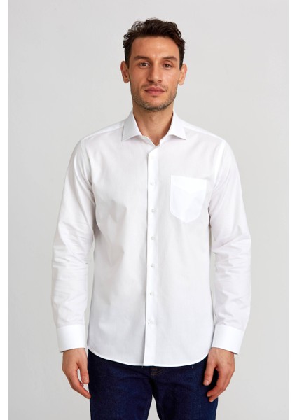 Regular Fit İtalyan Beyaz Erkek Gömlek GM23K232078_D01