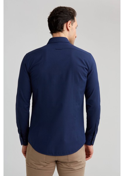 Modern Fit Yarım İtalyan Yaka Lacivert Erkek Gömlek GMARS0422300101_D39 fiyatları