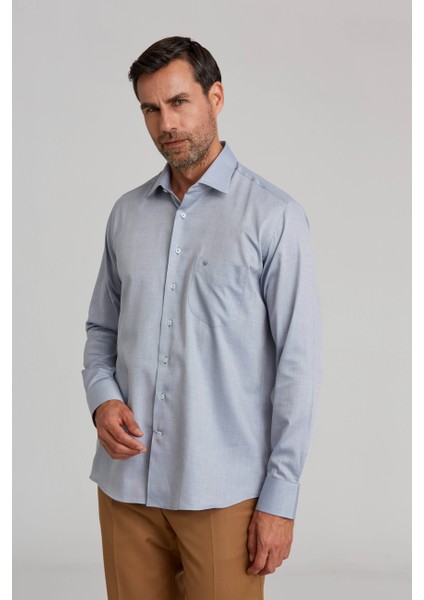 Regular Fit Gri Klasik Erkek Gömlek GM23K232047_D55