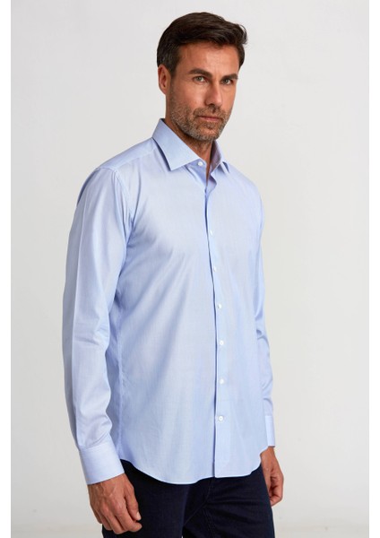 Platinium Regular Fit Mavi Erkek Gömlek PLTG008_D35