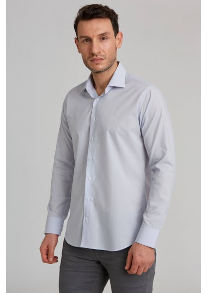 Regular Fit Gri Klasik Erkek Gömlek GM23K232074_D55