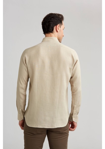 Regular Fit Paşa Yaka Bej Erkek Gömlek GM23Y231134_D07