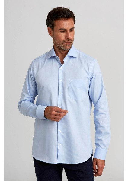 Regular Fit İtalyan Mavi Erkek Gömlek GM23K232078_D35 indirimleri