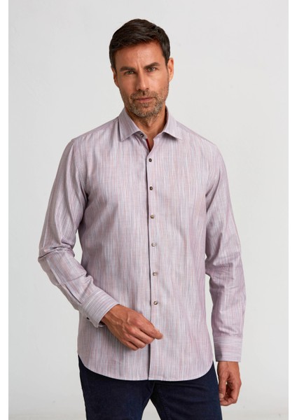 Modern Fit Dik Yaka Kiremit Erkek Gömlek GMDGR0122300211_D26