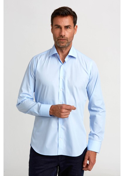 Regular Fit Açık Mavi Klasik Erkek Gömlek GMKLS0922300111_D33
