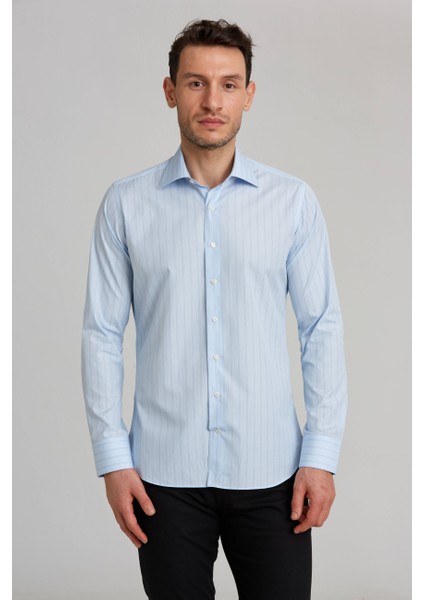 Platinium Regular Fit Mavi Erkek Gömlek PLTG012_D35