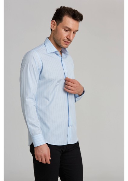 Platinium Regular Fit Mavi Erkek Gömlek PLTG012_D35 modelleri