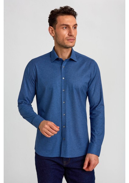 Platinium Regular Fit Lacivert Erkek Gömlek PLTG015_D39