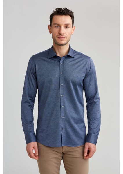 Platinium İtalyan Kumaş Regular Fit Lacivert Erkek Gömlek PLTG017_D40