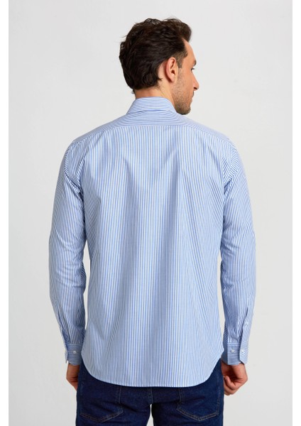 Regular Fit Paşa Yaka Düğmeli Mavi Erkek Gömlek GMCZG3PS22400003_D35 fiyatları