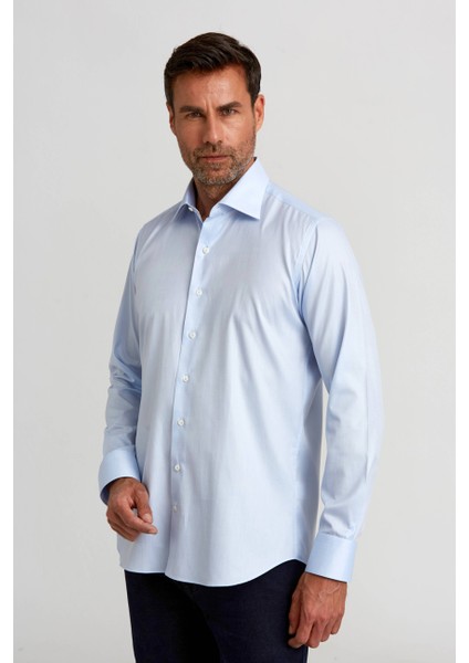 Platinium İtalyan Kumaş Regular Fit Mavi Erkek Gömlek PLTG005_D35 fırsatları