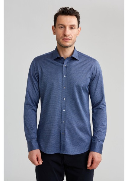 Platinium Regular Fit Lacivert Erkek Gömlek PLTG016_D39