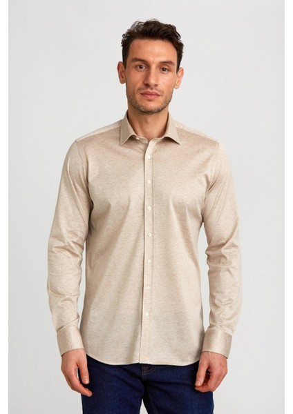Platinium Regular Fit Bej Erkek Gömlek PLTG024_D07