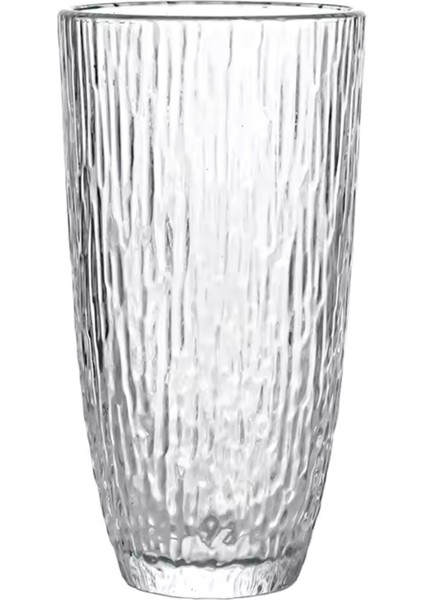 Buzlu Çizgili Tasarım Cam Su,Meşrubat,Latte,Kahve,Smoothie Bardağı 3 Adet-350 ML-4360