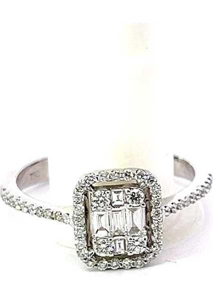 0,40 Ct 3,06 gr Baget Kesim Yarım Tur Pırlanta Yüzük