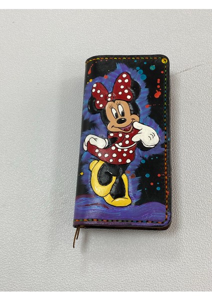 Minimaouse Desenli Deri Uzun Kadin Cuzdan