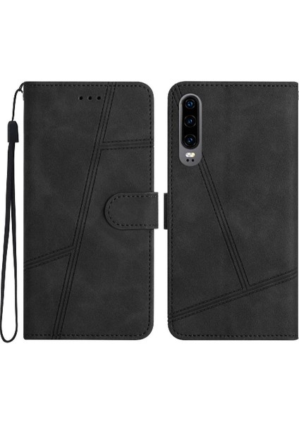 Huawei P30 Tam Koruma Bilek Kayışı Için Flip Case Kart Yuvaları Tutucu Pu (Yurt Dışından)