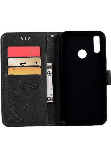 Huawei P Akıllı 2019 Kart Tutucu Için Kickstand Pu Deri Bilek Durumda (Yurt Dışından)