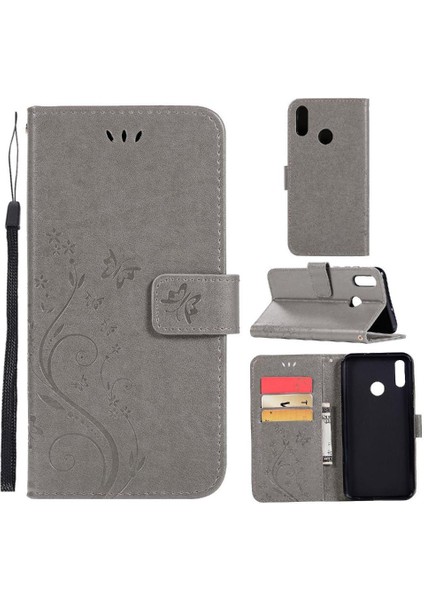 Huawei P Akıllı 2019 Kart Tutucu Için Kickstand Pu Deri Bilek Durumda (Yurt Dışından)