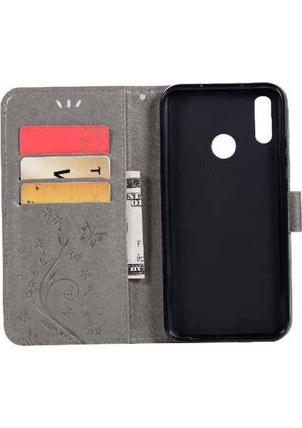 Huawei P Akıllı 2019 Kart Tutucu Için Kickstand Pu Deri Bilek Durumda (Yurt Dışından)