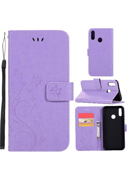 Huawei P Akıllı 2019 Kart Tutucu Için Kickstand Pu Deri Bilek Durumda (Yurt Dışından)