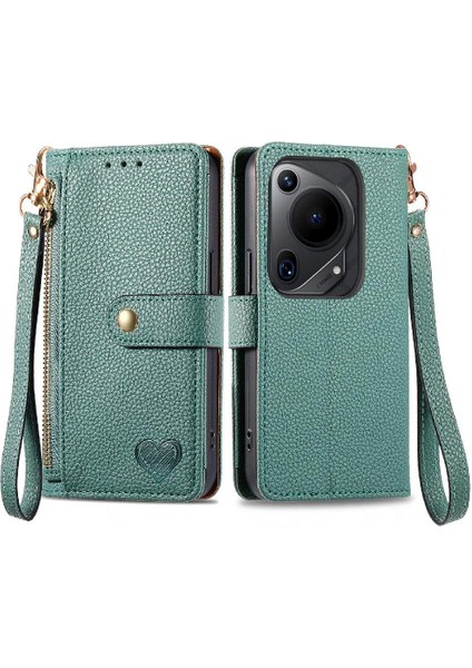 Huawei Pura 70 Için Flip Case Ultra Fermuar Darbeye Deri Kılıf Aşk (Yurt Dışından)
