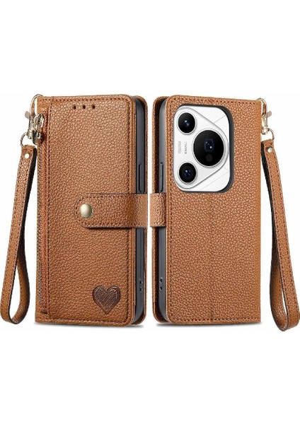 Huawei Pura 70 Pro Için Flip Case Artı Aşk Cüzdan Fermuar Darbeye Vaka (Yurt Dışından)