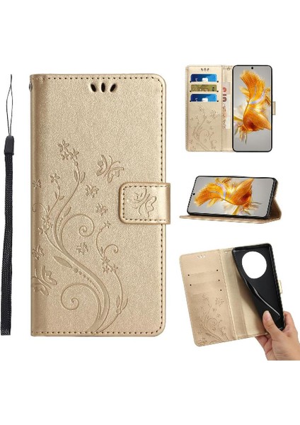 Huawei Mate 50 Için Filp Durumda Bilek Kayışı Kart Tutucu Manyetik Kapatma Pu (Yurt Dışından)
