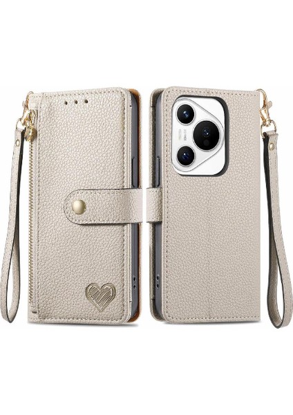 Huawei Pura 70 Için Flip Case Aşk Deri Kılıf Cüzdan Fermuar Darbeye (Yurt Dışından)