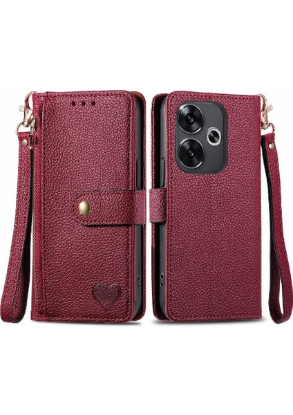 Xiaomi Poco F6 Cüzdan Fermuar Aşk Için Flip Case Darbeye Deri Kılıf (Yurt Dışından)