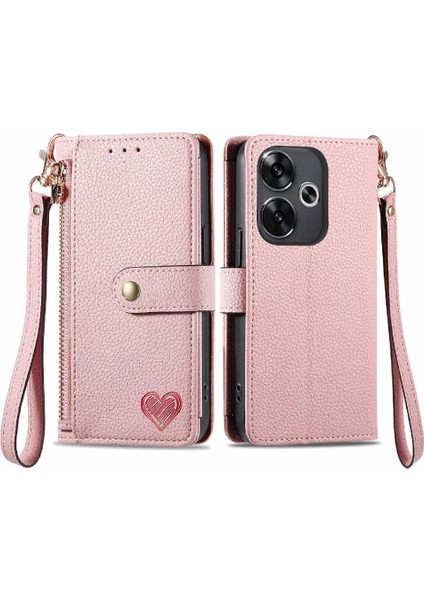 Xiaomi Poco F6 Cüzdan Fermuar Aşk Için Flip Case Darbeye Deri Kılıf (Yurt Dışından)