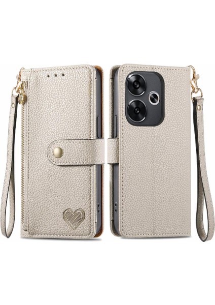 Xiaomi Poco F6 Cüzdan Fermuar Aşk Için Flip Case Darbeye Deri Kılıf (Yurt Dışından)