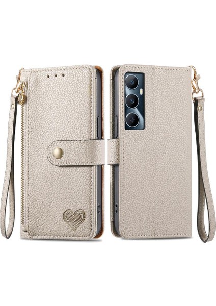 Realme C65 Aşk Fermuar Cüzdan Deri Kılıf Için Flip Case Darbeye (Yurt Dışından)