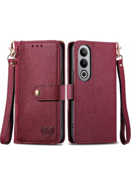 Oneplus Nord Ce4 Deri Kılıf Için Flip Case Darbeye Aşk Fermuar Cüzdan (Yurt Dışından)
