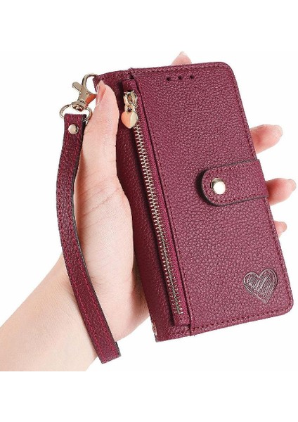 Oneplus Nord Ce4 Deri Kılıf Için Flip Case Darbeye Aşk Fermuar Cüzdan (Yurt Dışından)