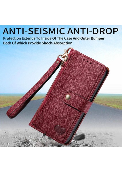 Oneplus Nord Ce4 Deri Kılıf Için Flip Case Darbeye Aşk Fermuar Cüzdan (Yurt Dışından)