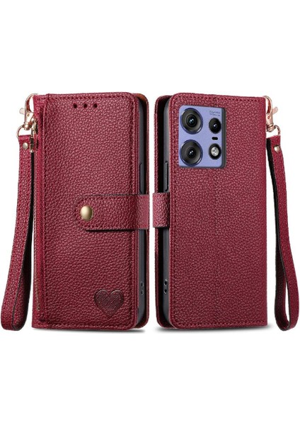 Motorola Kenar 50 Pro Aşk Deri Kılıf Cüzdan Fermuar Için Flip Case (Yurt Dışından)