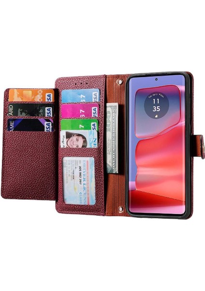 Motorola Kenar 50 Pro Aşk Deri Kılıf Cüzdan Fermuar Için Flip Case (Yurt Dışından)