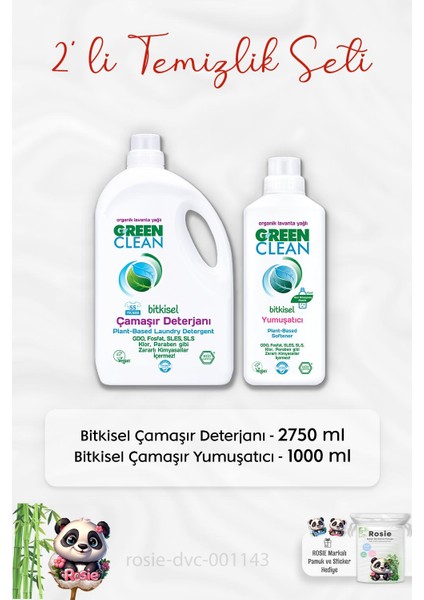 Green Clean Sıvı Çamaşır Deterjanı 2750 Ml, Çamaşır Yumuşatıcısı 1lt ve Rosıe