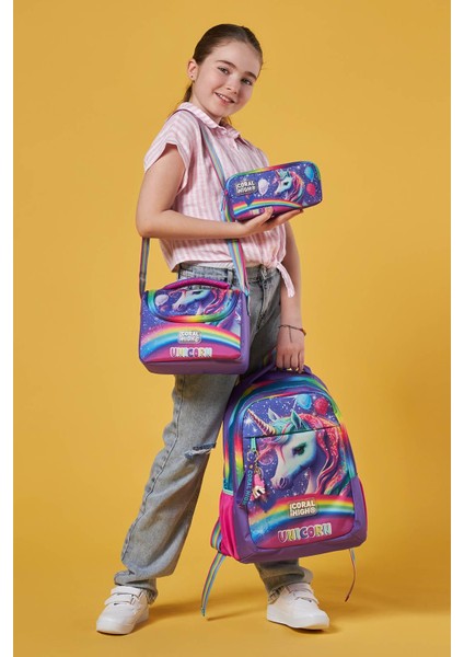 Kids Mor Simli Unicorn Desenli 3’lü Okul Çanta Seti SET0123663