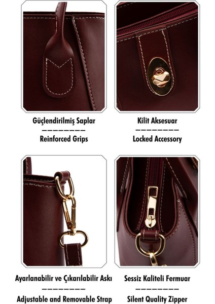 Mila Kadın Çapraz Ayarlanabilir Çıkarılabilir Askılı Fermuarlı Mini El Omuz Kol Çantası GY0010 Bordo fırsatları