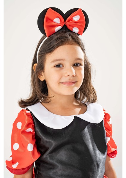 Yağmur Kostütüm Minnie Mouse Kız Çocuk Kırmızı Puantiyeli Doğum Günü Elbisesi Ve Parti Kostümü