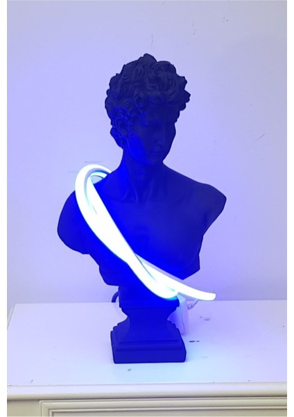 Ab Ev Dekorasyon Mavi Neon Aydınlatma Davut Büst