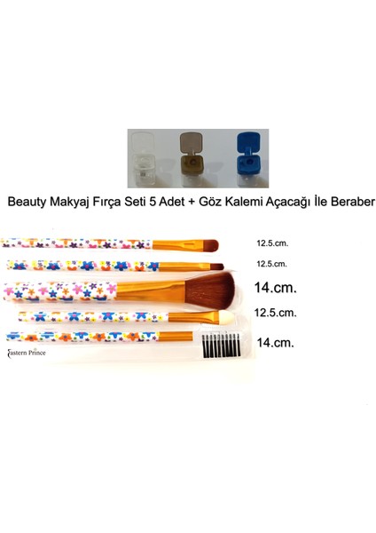 Beauty Makyaj Fırça Seti 5 Adet Yanında Göz Kalemi Açacağı Beraber